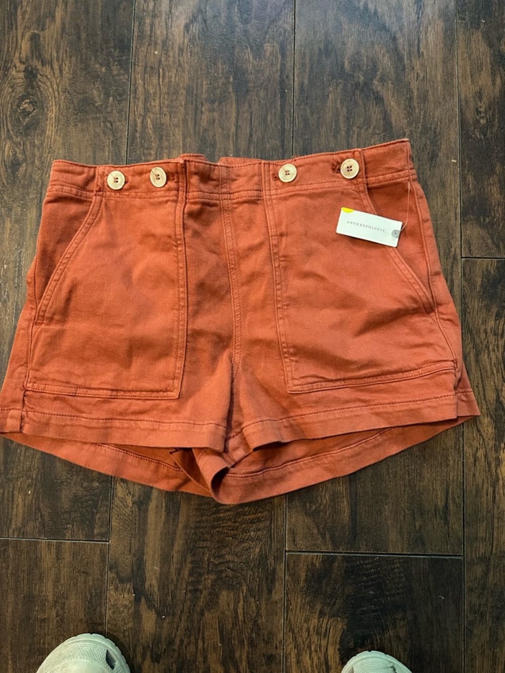 Anthropologie Burnt Orange High-Waist Patch Pocket Shorts